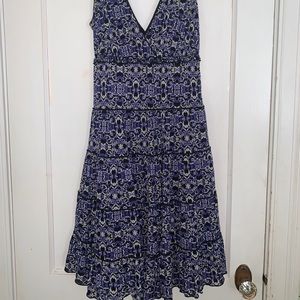 Blue and black midi dress